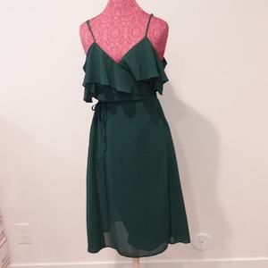 Azalosie Hunter Green Wrap off the shoulder Dancing Dress Size ML